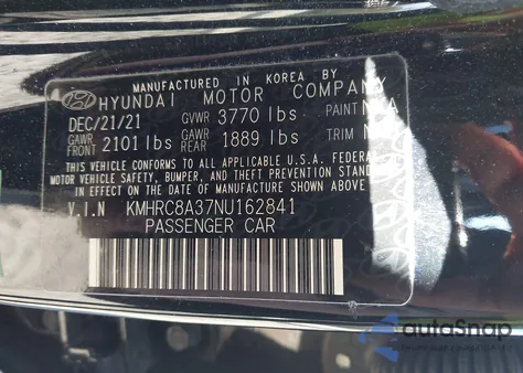 2022 Hyundai Venue Sel z USA, uszkodzony, nr VIN KMHRC8A37NU162841